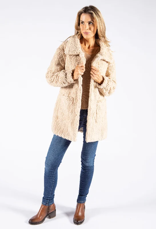 Borg Buttoned Coat Pastel Wool Peacoat