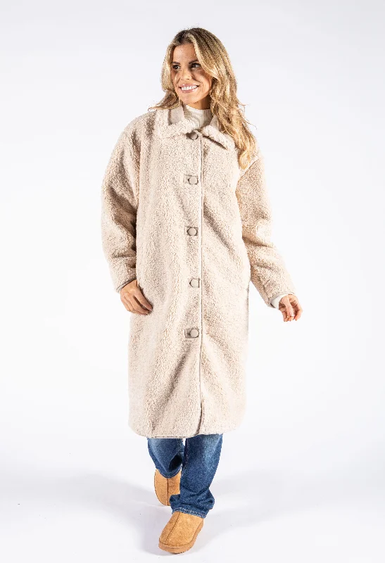 Borg Coat Embroidered Kimono Coat