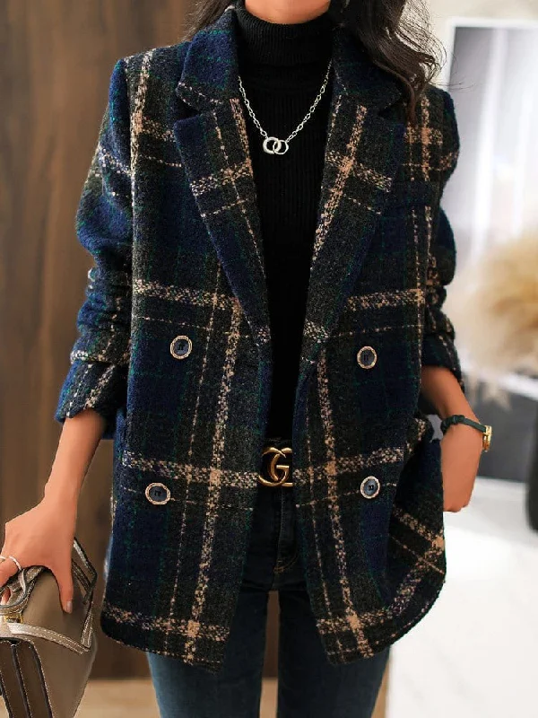 Comfortable Plaid Coat Chic Winter Coat