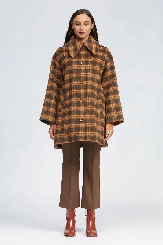 Darmowy Coat Brown/Orange Check Puffy Insulated Vest