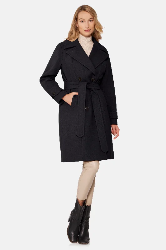 Double Breasted Coat, Black Warmth-Enhanced Parka