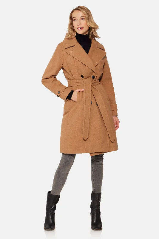 Double Breasted Coat, Camel Elegant Satin Bolero