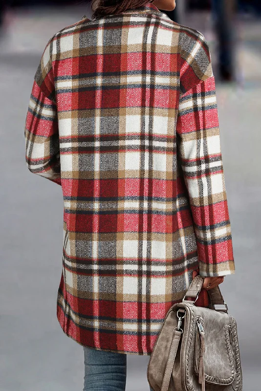 Elegant Plaid Coat Waterproof Rain Jacket