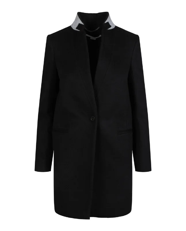 Fleur Felt-Collar Wool Coat Warm Down Parka