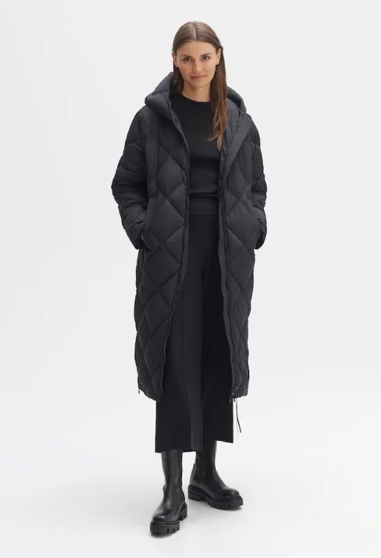 Hubine Quilted Coat Puff Shoulder Coat