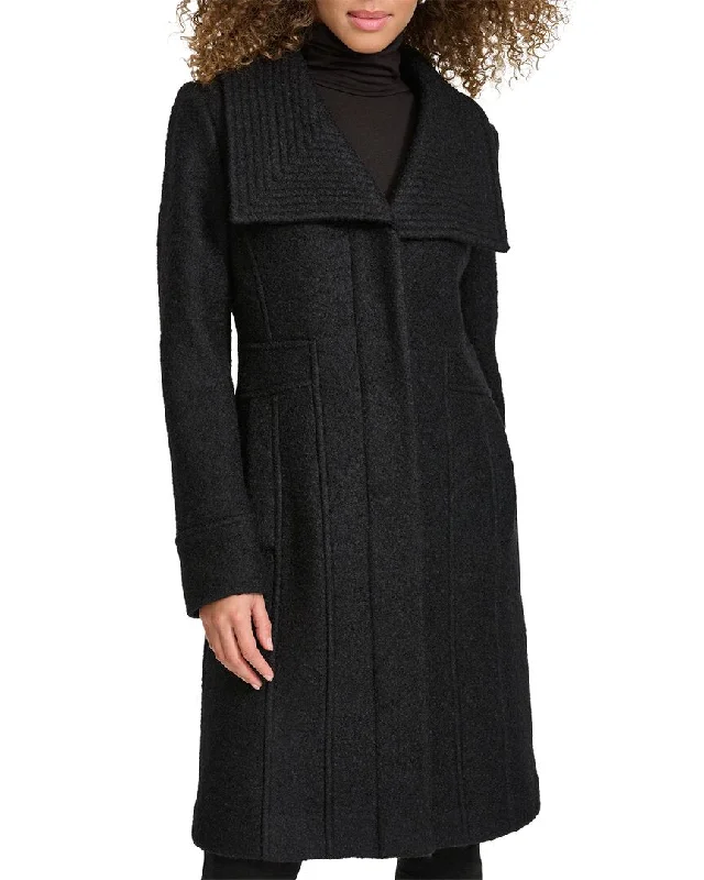 Kenneth Cole Wool-Blend Coat Cozy Knitted Poncho