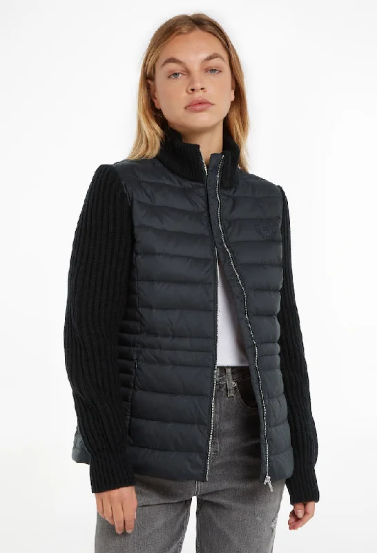 Knit Sleeve Padded Coat Cozy Knitted Poncho