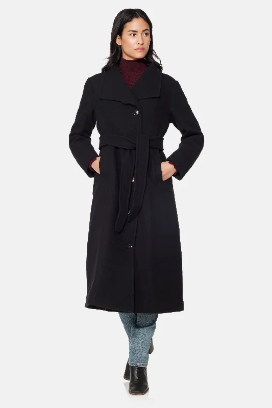 Long City Coat, Black Open-Knit Duster Coat