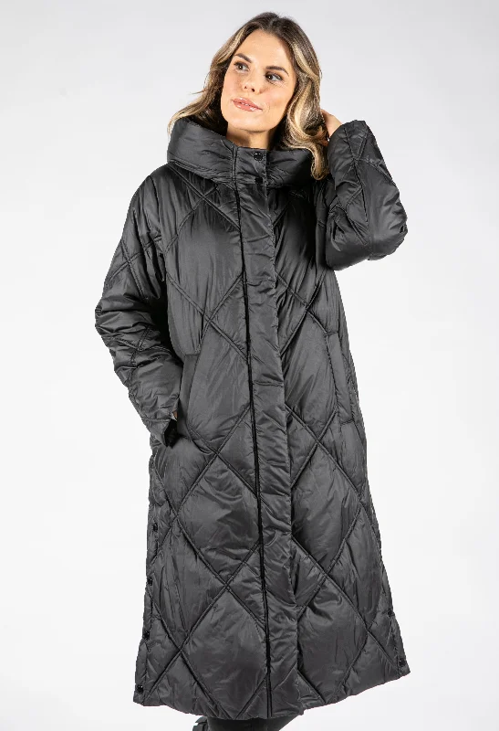 Longline Quilted Hooded Coat Chic Oversized Blazer
