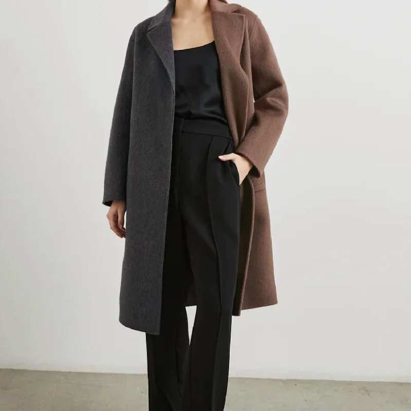 Lore Coat In Charcoal Mink Mix Structured Wool Blazer