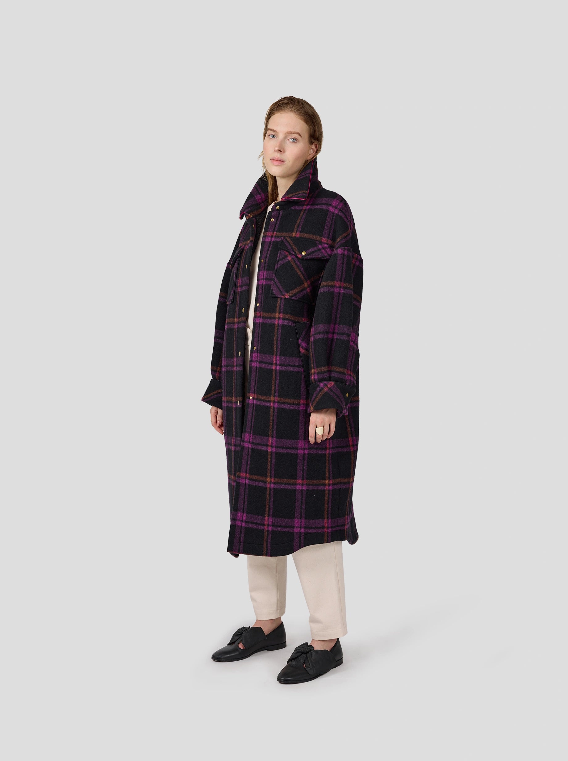 Marines coat in District Wineberry wool Pastel Wool Peacoat
