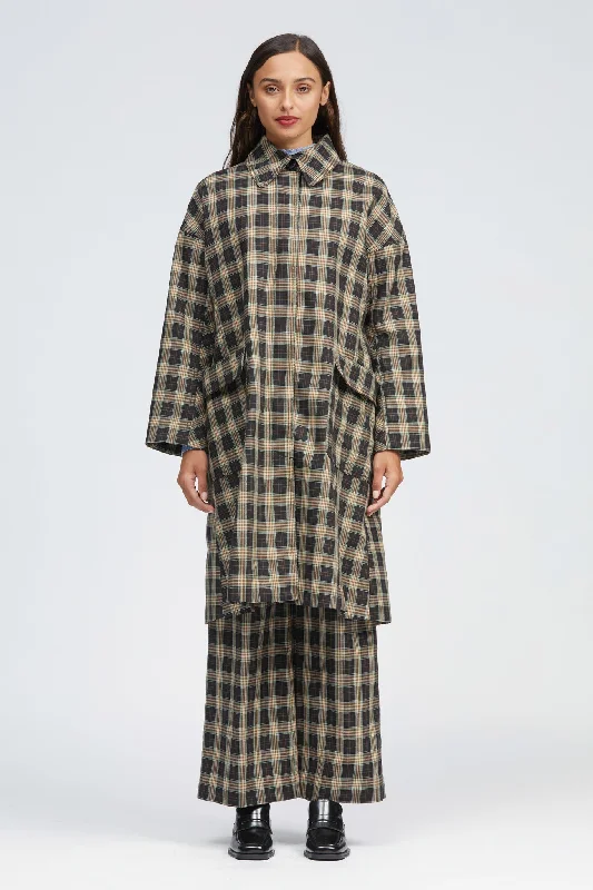 Musgrave Coat Brown/Mint Check Sleek Leather Jacket