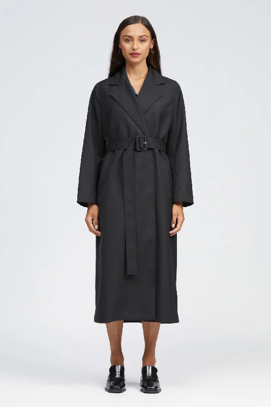 Obel Coat Black Longline Wool Coat