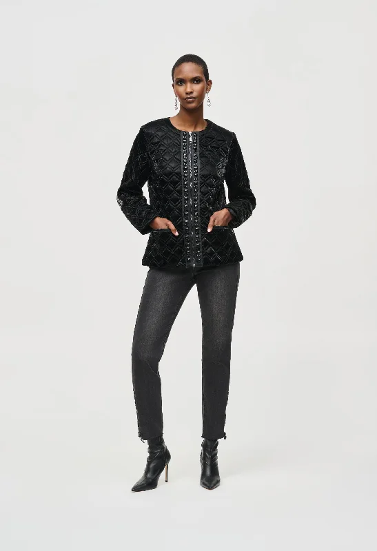 Quilted Puffer Coat With Trim Detail Military-Inspired Jacket