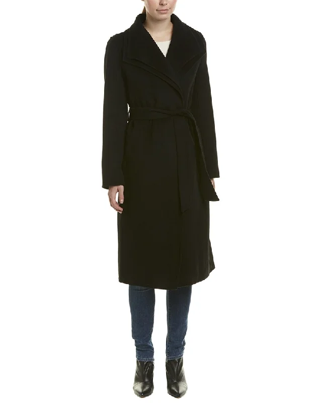 Tahari Elliot Wool-Blend Wrap Coat Softshell Outdoor Jacket