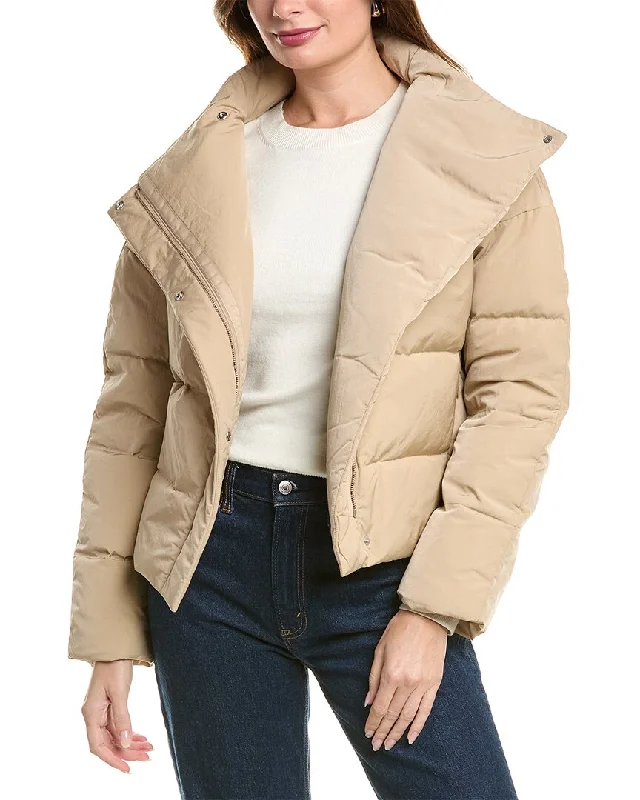 Theory Offset Puffer Coat Velvet Evening Cape