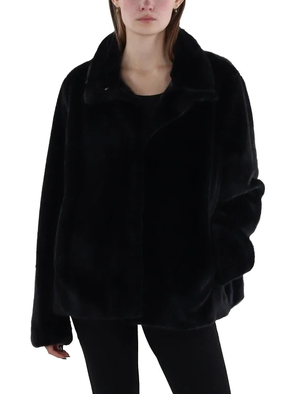 Womens Faux Fur Cold Weather Faux Fur Coat Puffy Insulated Vest