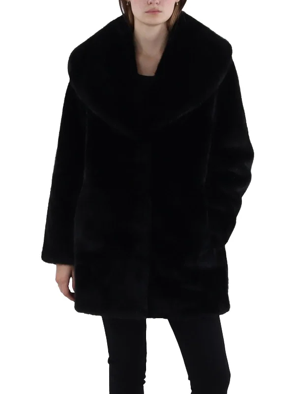 Womens Faux Fur Cozy Faux Fur Coat Fuzzy Sherpa Pullover