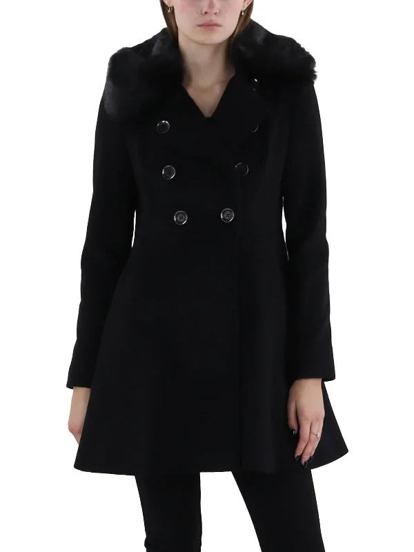 Womens Winter Warm Pea Coat Belted Wool Overcoat