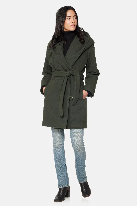 Hooded Wrap Coat, Hunter Green Hooded Puffer Anorak