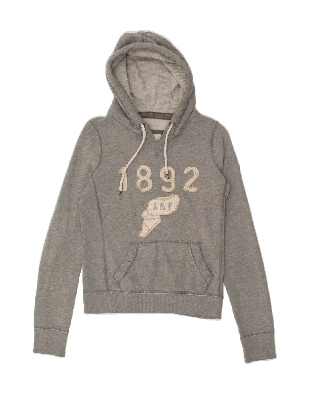 ABERCROMBIE & FITCH Womens Graphic Hoodie Jumper UK 10 Small Grey Cotton Hoodie with Camouflage Military Edgy ABERCROMBIE & FITCH Womens Graphic Hoodie Jumper UK 10 Small Grey Cotton Hoodie with Camouflage Military Edgy