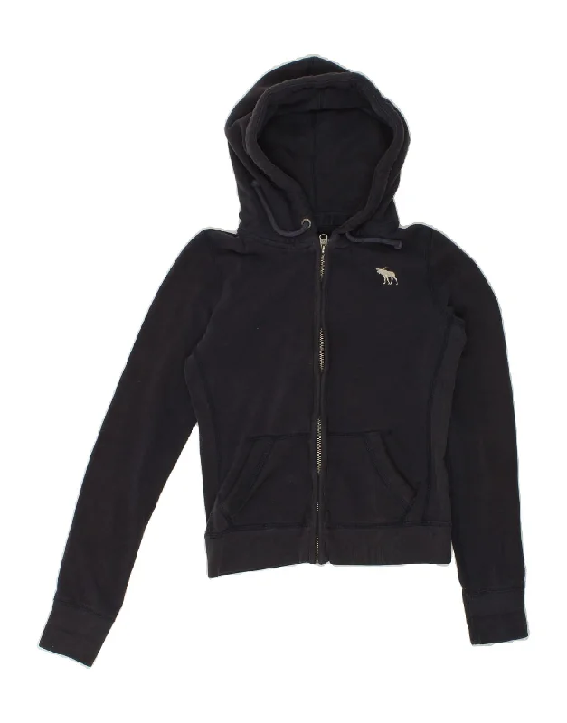 ABERCROMBIE & FITCH Womens Zip Hoodie Sweater UK 10 Small Navy Blue Cotton Sweater Knitwear Pullover ABERCROMBIE & FITCH Womens Zip Hoodie Sweater UK 10 Small Navy Blue Cotton Sweater Knitwear Pullover