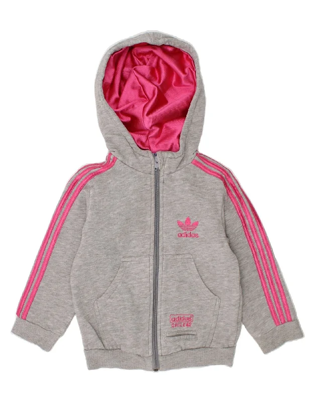ADIDAS Girls Graphic Zip Hoodie Sweater 2-3 Years Grey Cotton Handmade Hand-knitted Hand-woven ADIDAS Girls Graphic Zip Hoodie Sweater 2-3 Years Grey Cotton Handmade Hand-knitted Hand-woven