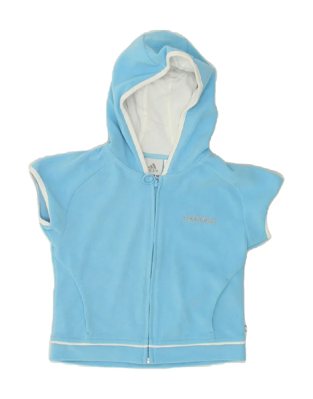 ADIDAS Girls Short Sleeve Zip Hoodie Sweater 9-10 Years Blue Polyester Oversized Loose Flowy ADIDAS Girls Short Sleeve Zip Hoodie Sweater 9-10 Years Blue Polyester Oversized Loose Flowy
