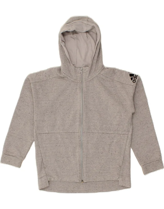 ADIDAS Girls Zip Hoodie Sweater 12-13 Years Grey Flecked Terry Blend Velvet Blend Canvas Blend ADIDAS Girls Zip Hoodie Sweater 12-13 Years Grey Flecked Terry Blend Velvet Blend Canvas Blend