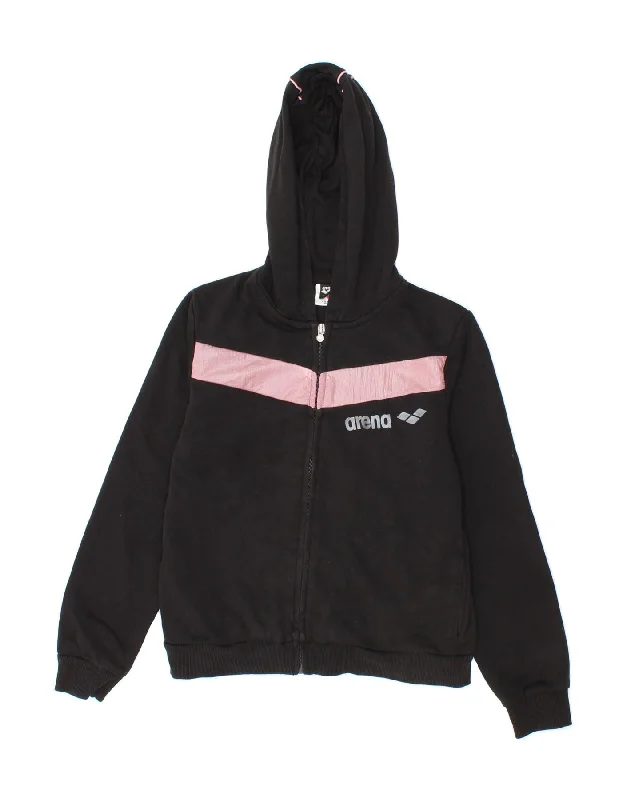 ARENA Girls Zip Hoodie Sweater 11-12 Years Black Cotton Embroidered Appliqued Beaded ARENA Girls Zip Hoodie Sweater 11-12 Years Black Cotton Embroidered Appliqued Beaded