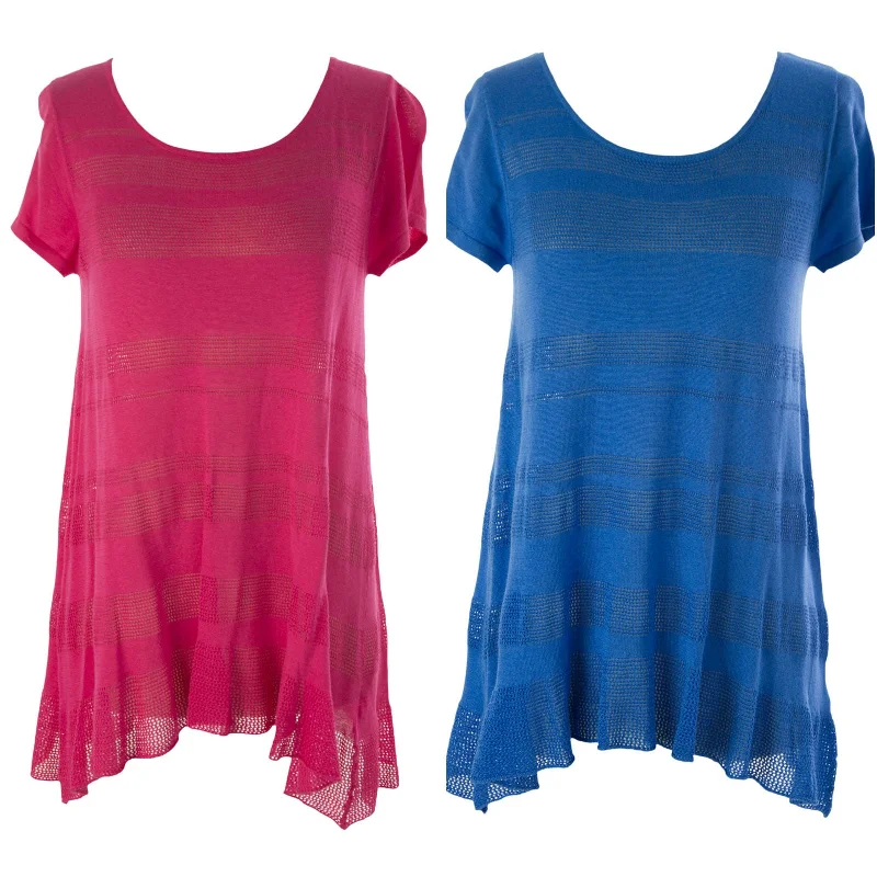 August Silk Women's Stripe Crochet Tunic Sweater NWT $68 Modern Contemporary Chic
