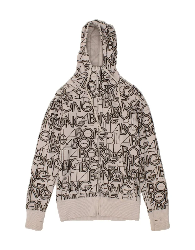 BILLABONG Womens Abstract Pattern Zip Hoodie Sweater UK 10 Small White Knit Fabric Woven Fabric Fleece Fabric BILLABONG Womens Abstract Pattern Zip Hoodie Sweater UK 10 Small White Knit Fabric Woven Fabric Fleece Fabric