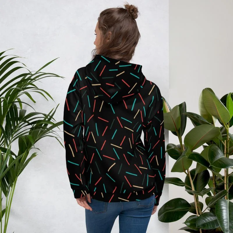 Black Sprinkle Unisex Hoodie, Best Women's Long Sleeve Sweatshirt Pullover-Made in EU Hooded Sweatshirt Casual Wear Street Style Black Sprinkle Unisex Hoodie, Best Women's Long Sleeve Sweatshirt Pullover-Made in EU Hooded Sweatshirt Casual Wear Street Style