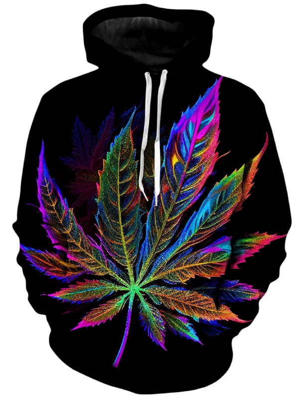 Blacklight Weed Unisex Hoodie Hoodie with Side Slits Relaxed Casual
