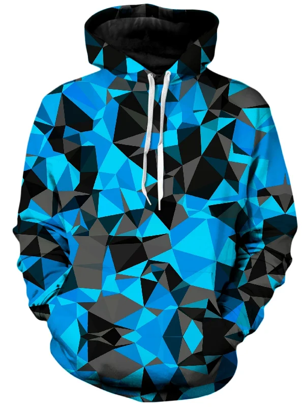 Blue and Black Geo Unisex Hoodie Hoodie with Cropped Fit Short Trendy