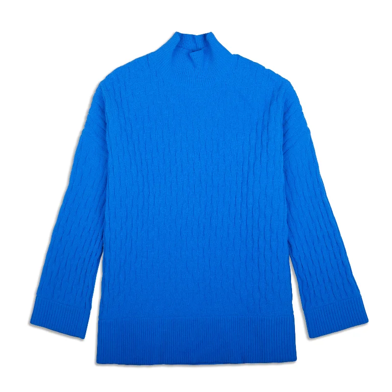Cable-Knit Relaxed-Fit Sweater - Resale Beaded Sweater Sequined Faux Fur