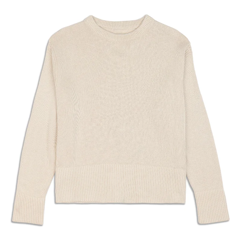 Cashlu Boxy Crewneck Sweater Satin Blend Silk Blend Wool Blend