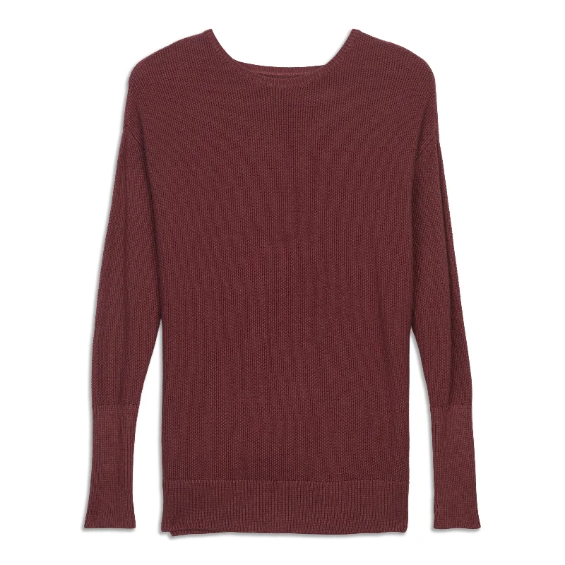 Cashlu Crossover Back Sweater Chenille Brocade Lace