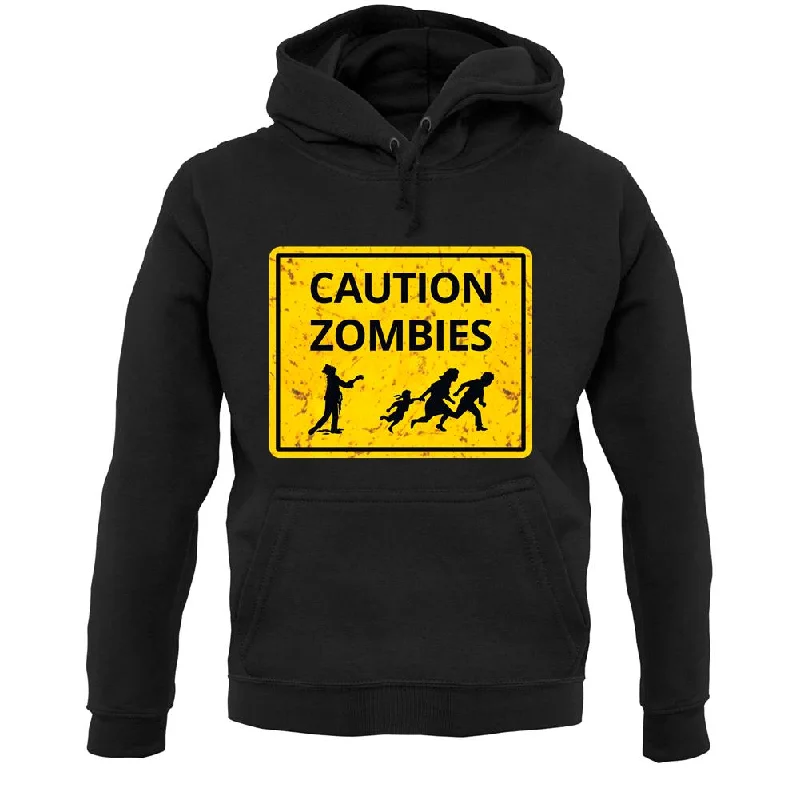 Caution Zombies Road Sign Unisex Hoodie Hoodie with Drawstring Waist Adjustable Fitted Caution Zombies Road Sign Unisex Hoodie Hoodie with Drawstring Waist Adjustable Fitted