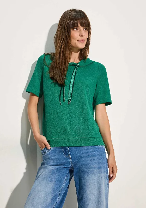 Cecil Short Sleeve Knit Hoodie, Malachite Green Hoodie with Batwing Sleeves Loose Dramatic Cecil Short Sleeve Knit Hoodie, Malachite Green Hoodie with Batwing Sleeves Loose Dramatic