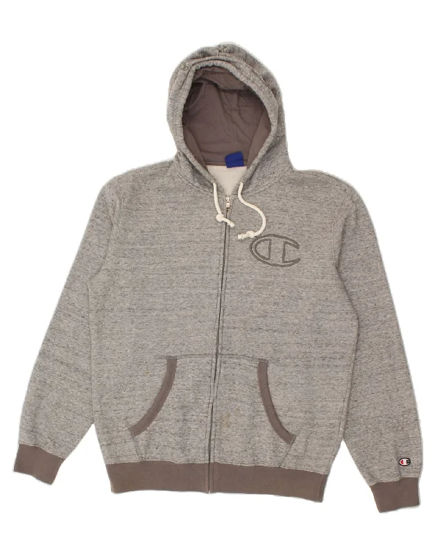 CHAMPION Mens Graphic Zip Hoodie Sweater Large Grey Flecked Cotton High Neck Crew Neck V-Neck CHAMPION Mens Graphic Zip Hoodie Sweater Large Grey Flecked Cotton High Neck Crew Neck V-Neck