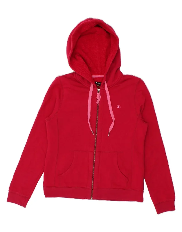 CHAMPION Womens Zip Hoodie Sweater UK 12 Medium Pink Cotton Terry Terry Cloth Terry Knit CHAMPION Womens Zip Hoodie Sweater UK 12 Medium Pink Cotton Terry Terry Cloth Terry Knit