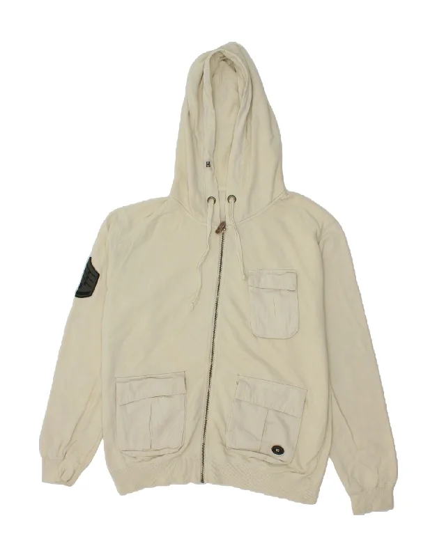 DC Mens Zip Hoodie Sweater Medium Off White Cotton Zippered Front Buttoned Front Snap Front DC Mens Zip Hoodie Sweater Medium Off White Cotton Zippered Front Buttoned Front Snap Front