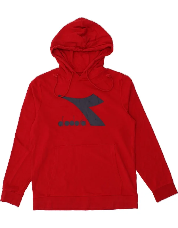 DIADORA Mens Graphic Hoodie Jumper Large Red Cotton Hoodie with Color Block Contrast Stylish DIADORA Mens Graphic Hoodie Jumper Large Red Cotton Hoodie with Color Block Contrast Stylish