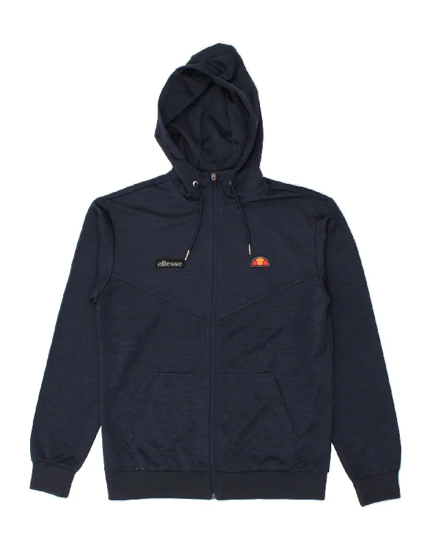 ELLESSE Mens Zip Hoodie Sweater Medium Navy Blue Polyester Plaid Sweater Polka Dot Checkered ELLESSE Mens Zip Hoodie Sweater Medium Navy Blue Polyester Plaid Sweater Polka Dot Checkered