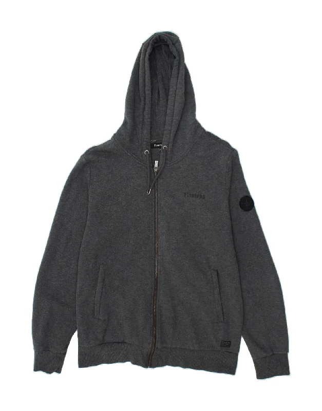 FIRETRAP Mens Zip Hoodie Sweater XL Grey Cotton Stretchy Elastic Breathable
