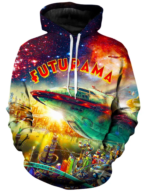 Futurama City Unisex Hoodie Hoodie with Fur Luxurious Winter