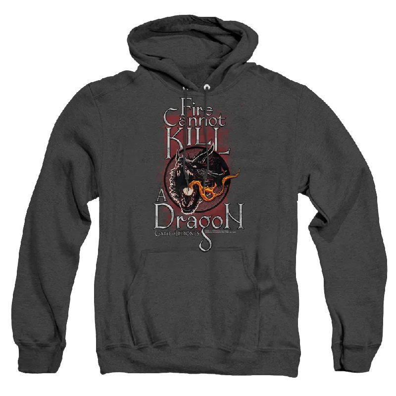 Game of Thrones Fire Cannot Kill A Dragon - Heather Pullover Hoodie Notched Neck Pullover