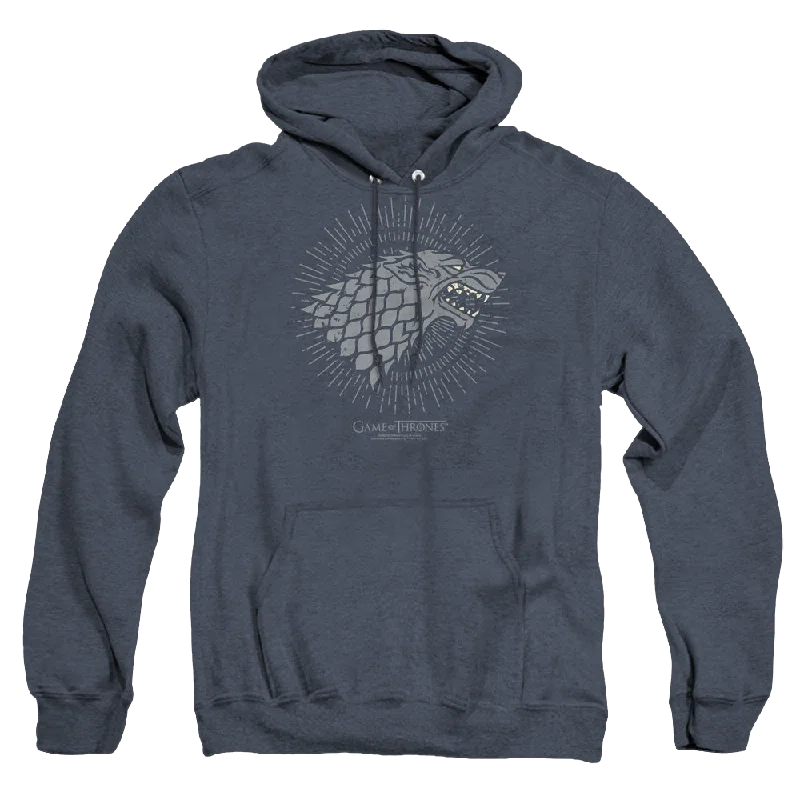 Game of Thrones Stark Burst Sigils - Heather Pullover Hoodie Open Neck Pullover