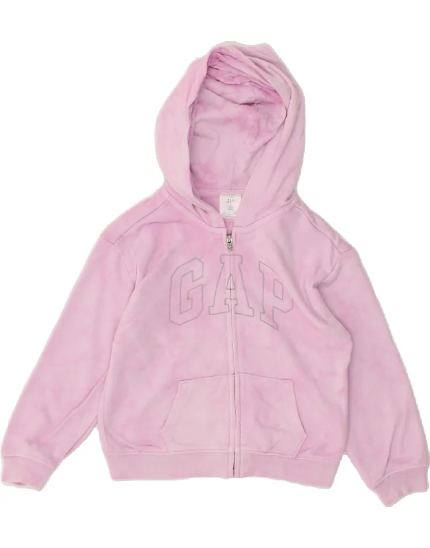 GAP Girls Graphic Zip Hoodie Sweater 4-5 Years Pink Tie Dye Anti-Pilling Anti-Shrink Durable